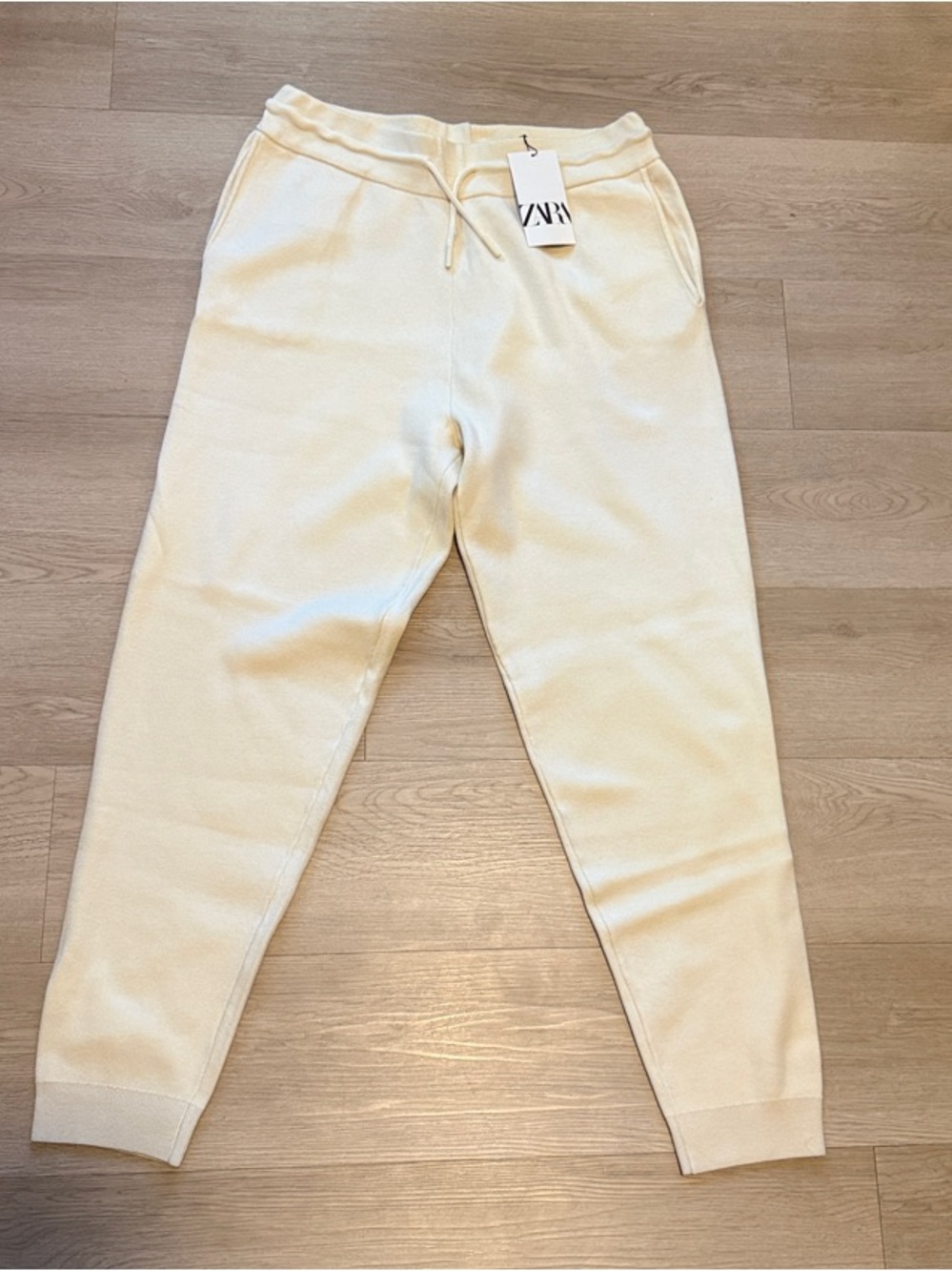 Zara Cream Men's Sweatpants with Drawstring